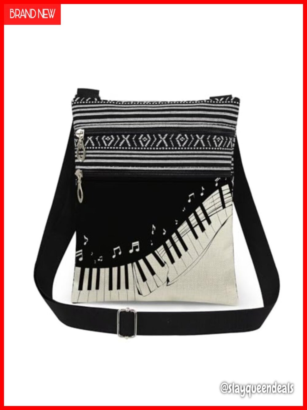 Piano Keys Crossbody Bag Polyester Adjustable Strap Women's